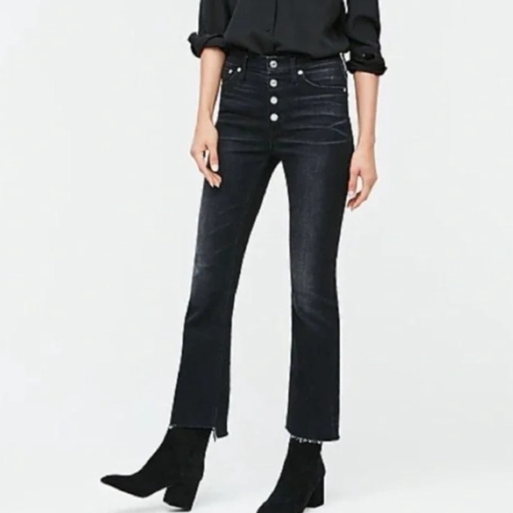 J.Crew Dark Wash 9" Demi-Boot Kicky Hem Crop Jean in Charcoal Size 27 *Like New*